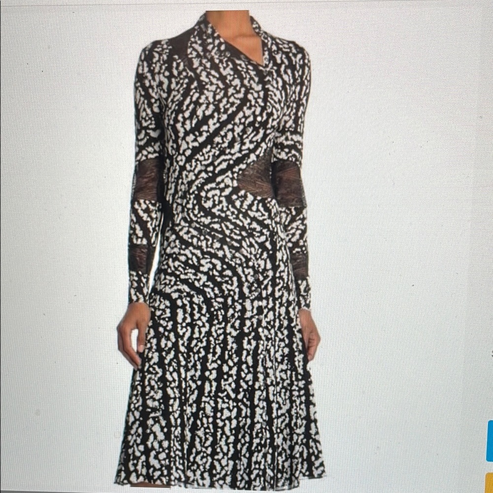 Proenza schouler silk Black and White with lace inserts and snap accents